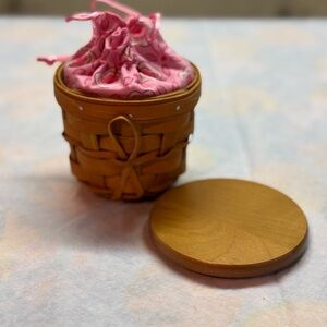 Woven Basket with Pink Fabric Lining